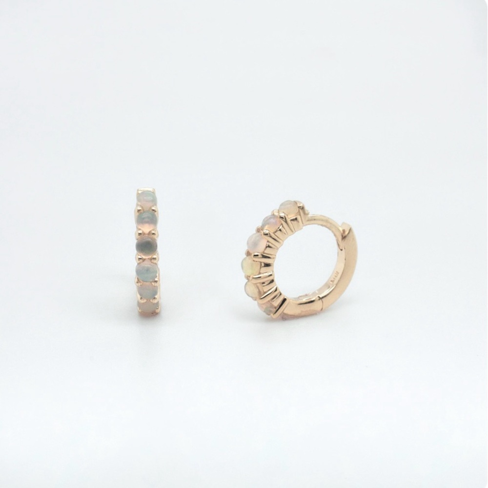 Eliza Page 14k Yellow Gold Opal Huggies